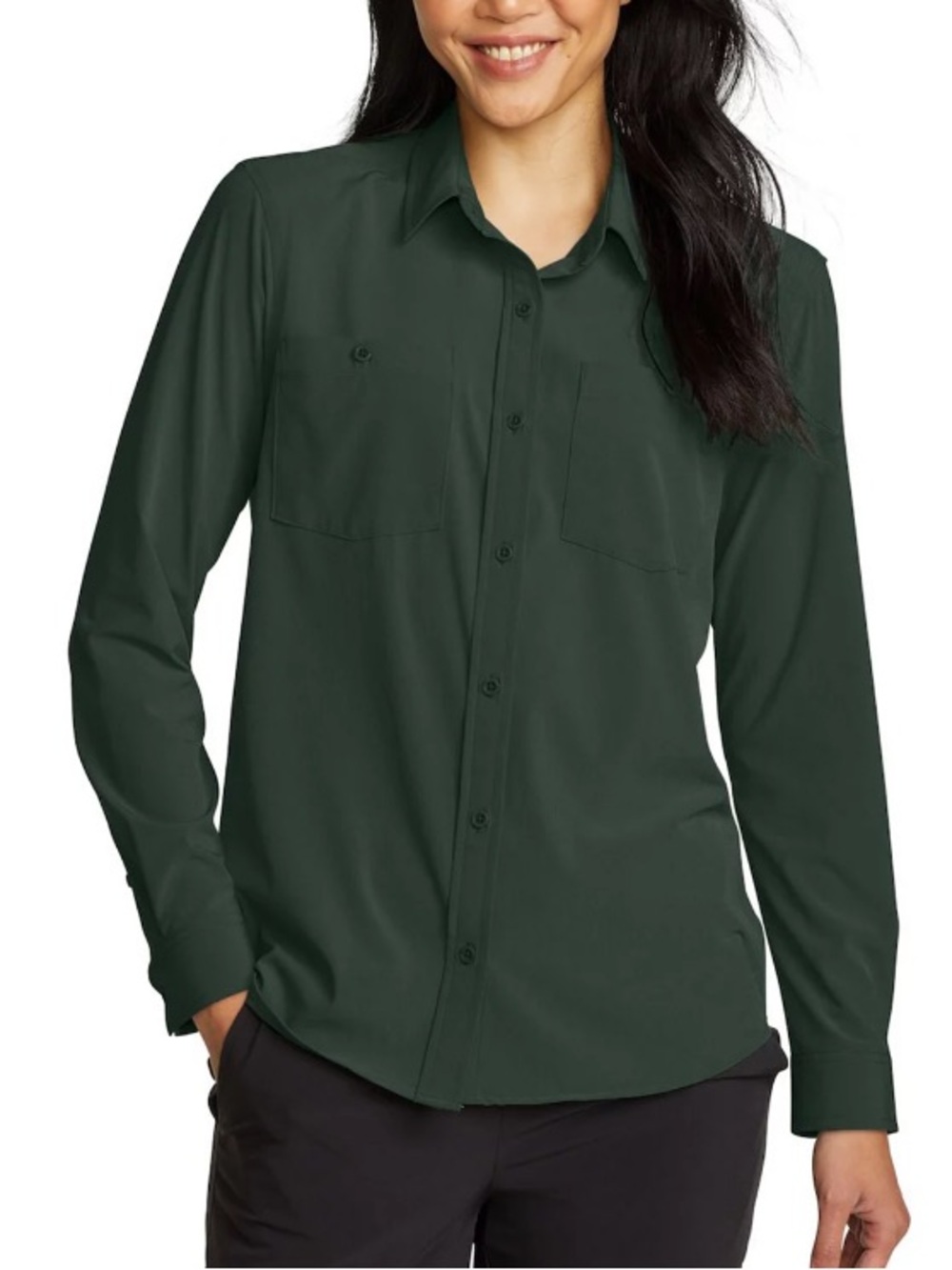 Eddie Bauer Departure 3.0 Long Sleeve Shirt, Hunter Green, Size PL,  NWT